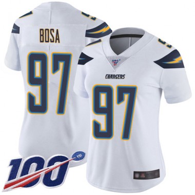 Los Angeles Chargers NFL Football Joey Bosa White Jersey Women Limited 97 Road 100th Season Vapor Untouchable